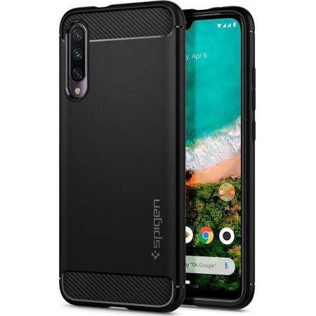 Introducing the Spigen Rugged Armor Xiaomi Mi A3/9X Black - the ultimate protective companion for your smartphone!