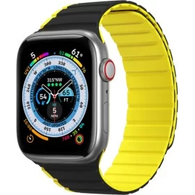 Introducing the Dux Ducis Magnetic Strap (LD Version) for Apple Watch 4/5/6/7/SE/8 40/41mm in a sleek black-yellow color combina