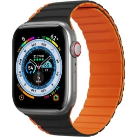Introducing the Dux Ducis Magnetic Strap (LD Version) for Apple Watch 4/5/6/7/SE/8 40/41mm in a striking black-orange color comb