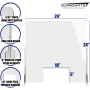 Plexiglass Sneeze Guard DUAL-LOCK Design 24"W x 24"H Acrylic Reception Desk