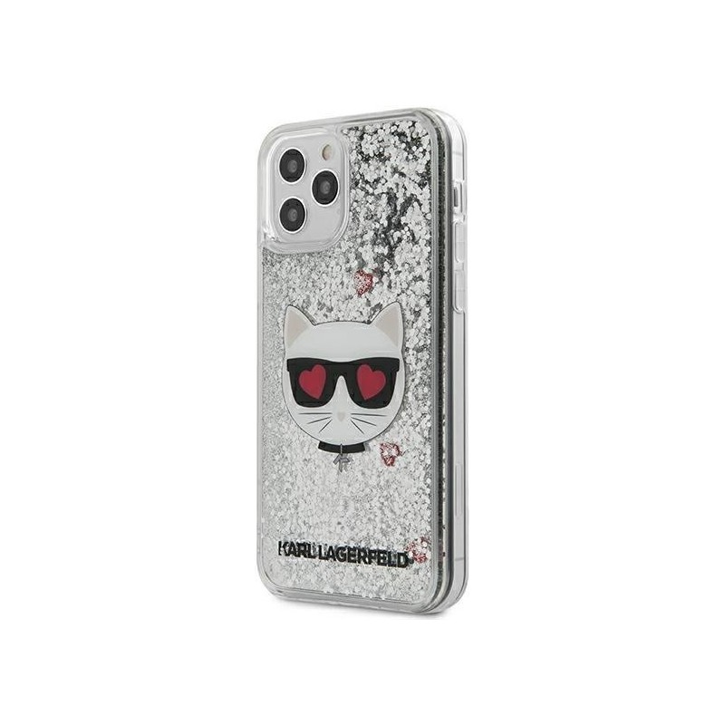 KARL LAGERFELD Cyprus,  Karl Lagerfeld Apple iPhone 12 Pro Max silver hardcase Liquid Glitter Choupette,  Mobile Phones & Cases,