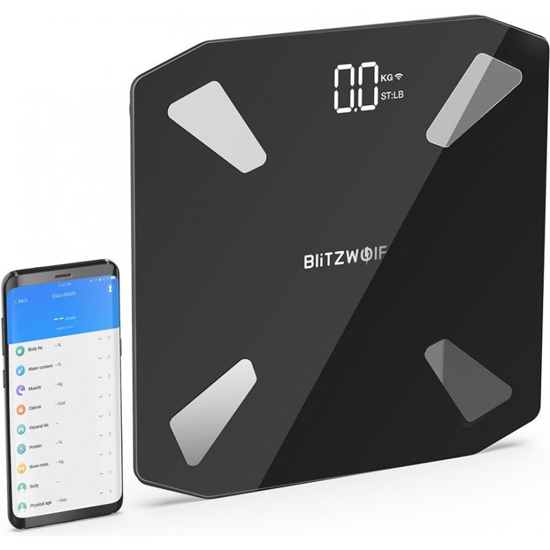 BlitzWolf Cyprus,  BlitzWolf BW-SC3 smart scale WiFi with 13 body measurement functions (black),  Diagnostics, Wellbeing, BlitzW