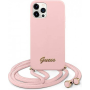 Guess Apple iPhone 12/12 Pro pink hardcase Metal Logo Cord