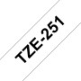 Brother TZe251 Laminated Tape for P-Touch Labelers Black on White