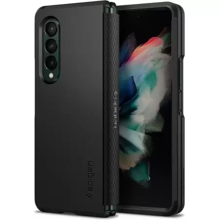 Introducing the Spigen Tough Armor Samsung Galaxy Z Fold 3 Black, the ultimate protection for your cutting-edge smartphone!