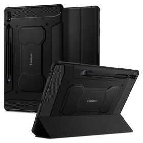 Introducing the Spigen Galaxy Tab S8 Plus / S7 Plus Case Rugged Armor Pro Black – the ultimate protective companion for your val