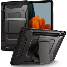 Introducing the Spigen Tough Armor Pro Samsung Galaxy Tab S7 Gunmetal – the ultimate rugged case designed to protect your valuab