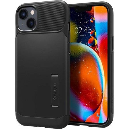 Introducing the Spigen Slim Armor Apple iPhone 14 in sleek and stylish Black! This cutting-edge phone case is designed to offer 
