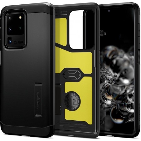 Introducing the Spigen Tough Armor Galaxy S20 Ultra Black Case - the ultimate guardian for your precious Galaxy S20 Ultra.