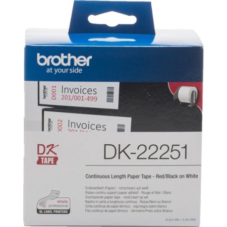 Brother DK22251 Roll - Black & Red on White