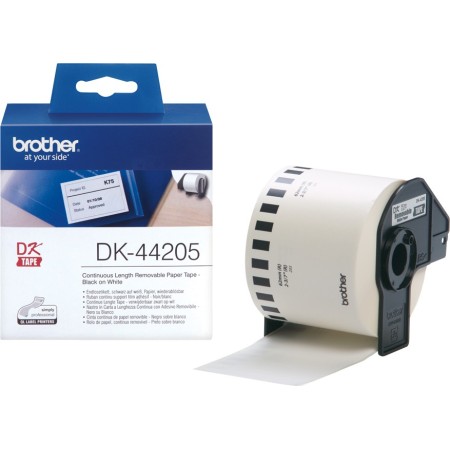 Brother DK44205(D) Continuous Removable White Paper Tape (62mm)