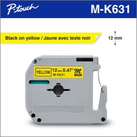 Brother MK631(D) 12mm BLACK ON YELLOW 8m P-TOUCH TAPE