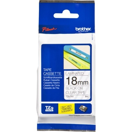 Brother TZe141 18mm Black on Clear Tape