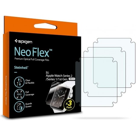 Introducing the Spigen Neo Flex HD Apple Watch 1/2/3 (38mm) [3 PACK] - the ultimate accessory to elevate your Apple Watch experi
