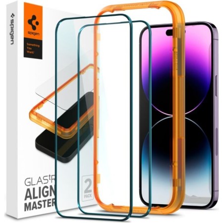 Spigen iPhone 14 Pro AlignMaster Full Coverage Tempered Glass [2 Pack]