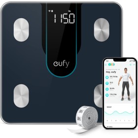 Introducing the Anker Eufy Home Smart Scale P2 Pro Black, the ultimate fitness companion that provides insightful measurements a