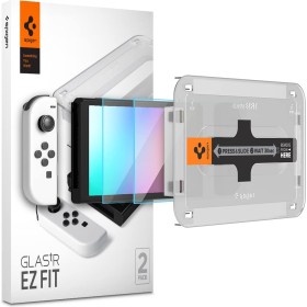 Introducing the Nintendo Switch OLED Screen Protector EZ FIT GLAS.tR, your essential shield for the ultimate gaming experience, 