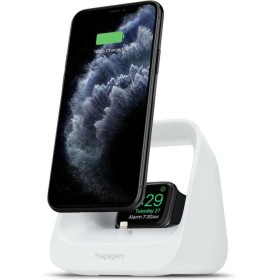 Introducing the Spigen S316 2-in-1 iPhone & Apple Watch Stand in a sleek white color, now available at Best Buy Cyprus.