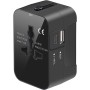 Universal Travel Adapter with 2 USB Ports (1 USB C), Worldwide Wall Charger AC Power Plug for US to EU UK AUS Asia