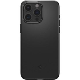 Experience Sleek and Minimalistic Protection with the Spigen Thin Fit Case for Apple iPhone 15 Pro Max in Black, available at Be