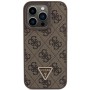 Guess GUHCP15XP4TDPW Apple iPhone 15 Pro Max hardcase Leather 4G Triangle Strass brown