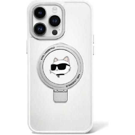 The Karl Lagerfeld KLHMP15XHMRSCHH hardcase for the Apple iPhone 15 Pro Max is a stylish and functional accessory featuring a Ri