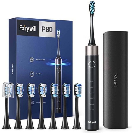 FairyWill Sonic toothbrush with head set and case FW-P80 (Black)