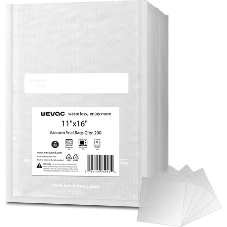 Wevac Vacuum Sealer Bags (11x16 Inch) Commercial-Grade, BPA-Free, Heavy-Duty for Food Storage and Sous Vide