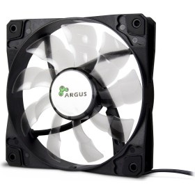 Smooth-running 120mm fan from Argus with its rubberized pads on both sides of the fan.