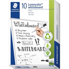 STAEDTLER 351-9 Lumocolor Whiteboard Marker Bullet Tip -Black (Box of 10)