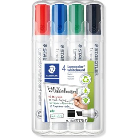 STAEDTLER 351 B WP4 Lumocolor Whiteboard Marker Chisel Tip - Assorted Colours (Pack of 4) Make your whiteboard presentations pop