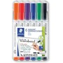 STAEDTLER 341 WP6 Lumocolor Compact Whiteboard Marker, 1-2mm Line Width - 6 Assorted Colours (Pack of 6 Pens)