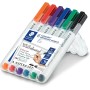 STAEDTLER 341 WP6 Lumocolor Compact Whiteboard Marker, 1-2mm Line Width - 6 Assorted Colours (Pack of 6 Pens)