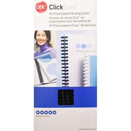 GBC ClickBind Binding Spines, 12 mm, 95 Sheet Capacity, A4, 34 Ring, Blue, 388064E