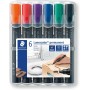 Staedtler Lumocolor 352 WP6 Bullet Tip Permanent Marker - Assorted Colours (Pack of 6)