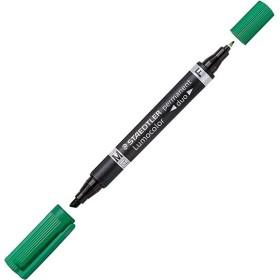 STAEDTLER 348 B-5 Double ended permanent marker with bullet and chisel tip Green