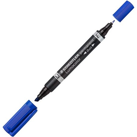 STAEDTLER 348 B-3 Double-Ended Permanent Marker Blue