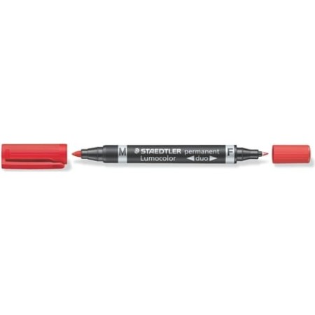 STAEDTLER 348 B-2 Double ended permanent marker with bullet and chisel tip Red