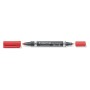 STAEDTLER 348 B-2 Double ended permanent marker with bullet and chisel tip Red