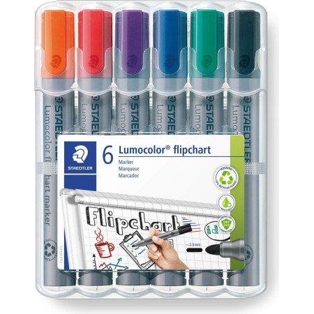 STAEDTLER 356 WP6 Lumocolor Flipchart Markers - Assorted Colours (6 Count )