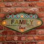 RETRO Metal Sign LED Welcome Family Forever Light