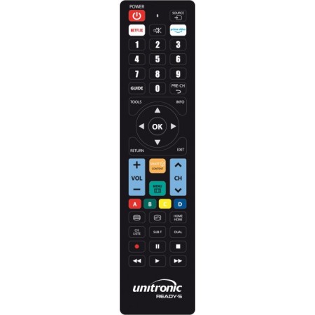 Unitronic Ready5 Universal TV Remote for Multiple Brands