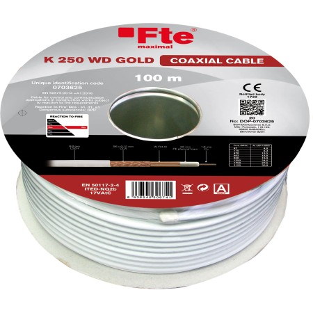 FTE K250WD Gold Coaxial RG6 Cable 100m