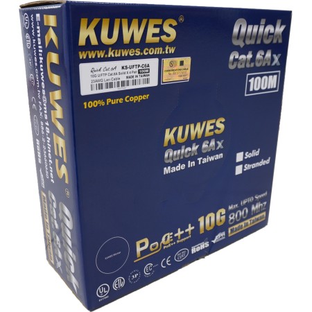 Kuwes CAT6A FTP Pure Copper Cable, 100m