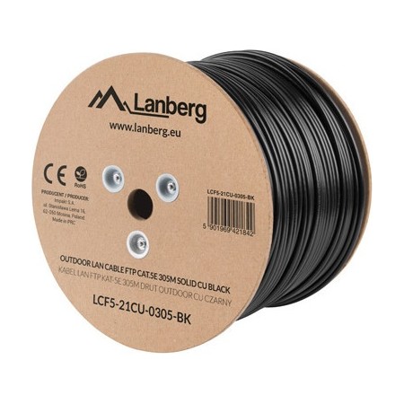 Lanberg CAT5e FTP 305m Cable, Black, Outdoor