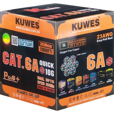 Kuwes CAT6A 23AWG Cable - 305m Black