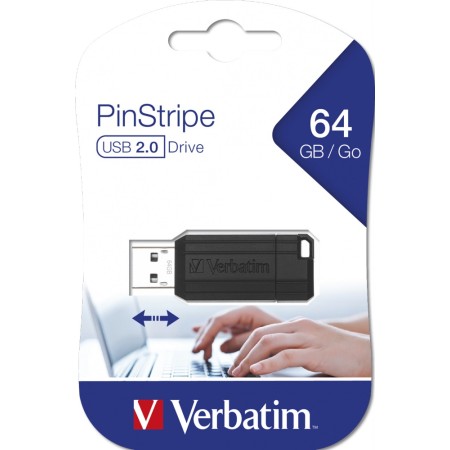 Verbatim USB Drive 64GB Black Pinstripe Design