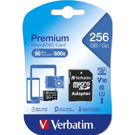 Verbatim 256GB Micro SD Card + Adapter