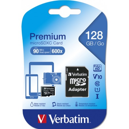 Verbatim Micro SD Card+Adapter Class10 U1 128GB