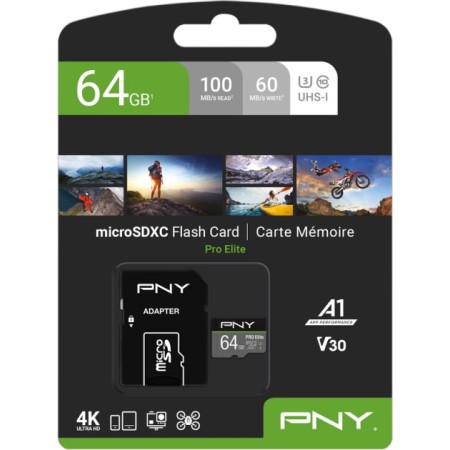 PNY Pro Elite 64GB Micro SD Card with Adapter